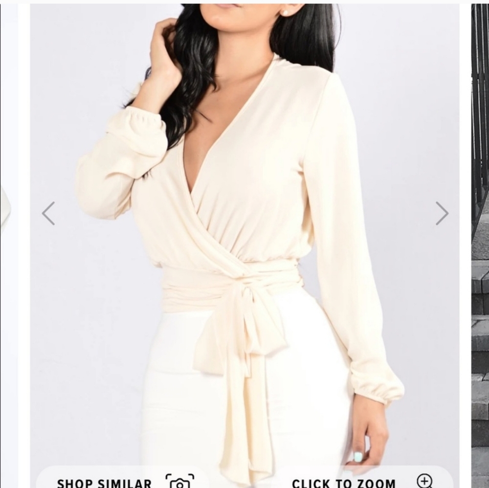 Fashion Nova Cream Colored Blouse Size Medium